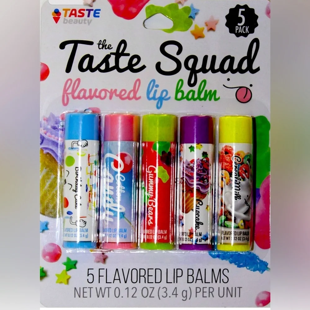 Taste Beauty Lip Balm 5 Tube Bundle Pack The Taste Squad Flavored Set GREAT GIFT